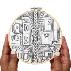 New York City Hand Embroidery Kit - Bird's Eye View -Olympus Handmade Store embroidery sage kit nyc birds eye 03