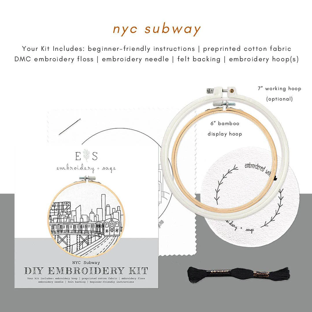 New York City Hand Embroidery Kit - Subway 6 New York City Hand Embroidery Kit - Subway - Image 4