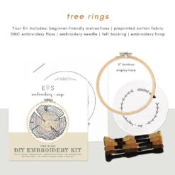 Tree Rings Hand Embroidery Kit -Olympus Handmade Store embroidery sage kit tree rings 03