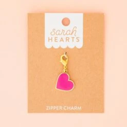 Pink Heart Removable Zipper Charm