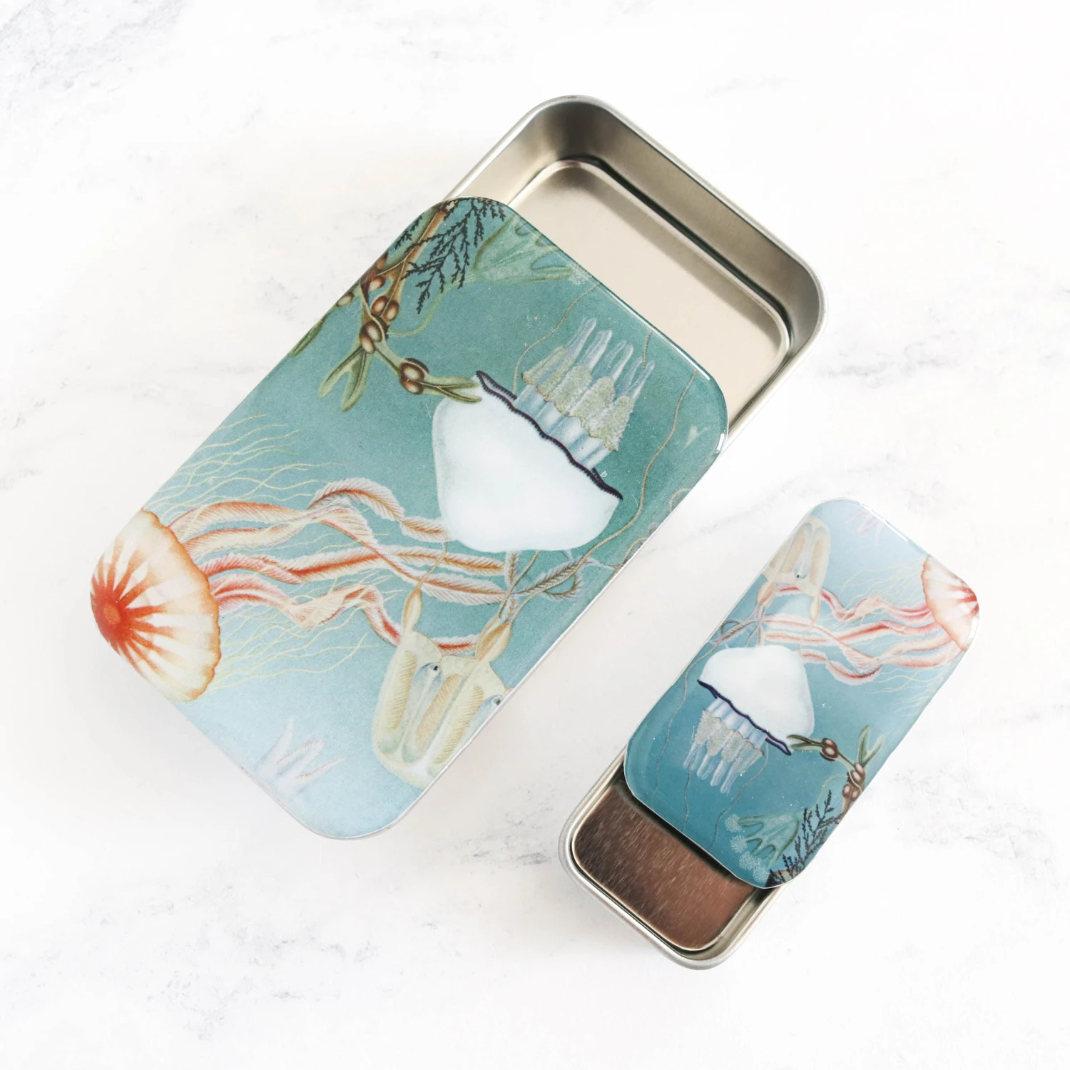 Vintage-Inspired Storage And Notions Tins - Jellyfish 3 Vintage-Inspired Storage And Notions Tins - Jellyfish