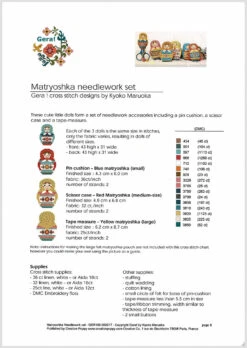 Matryoshka Needlework Set Cross Stitch Pattern 10 Matryoshka Needlework Set Cross Stitch Pattern -Olympus Handmade Store gera cross stitch pattern matryoshka 02
