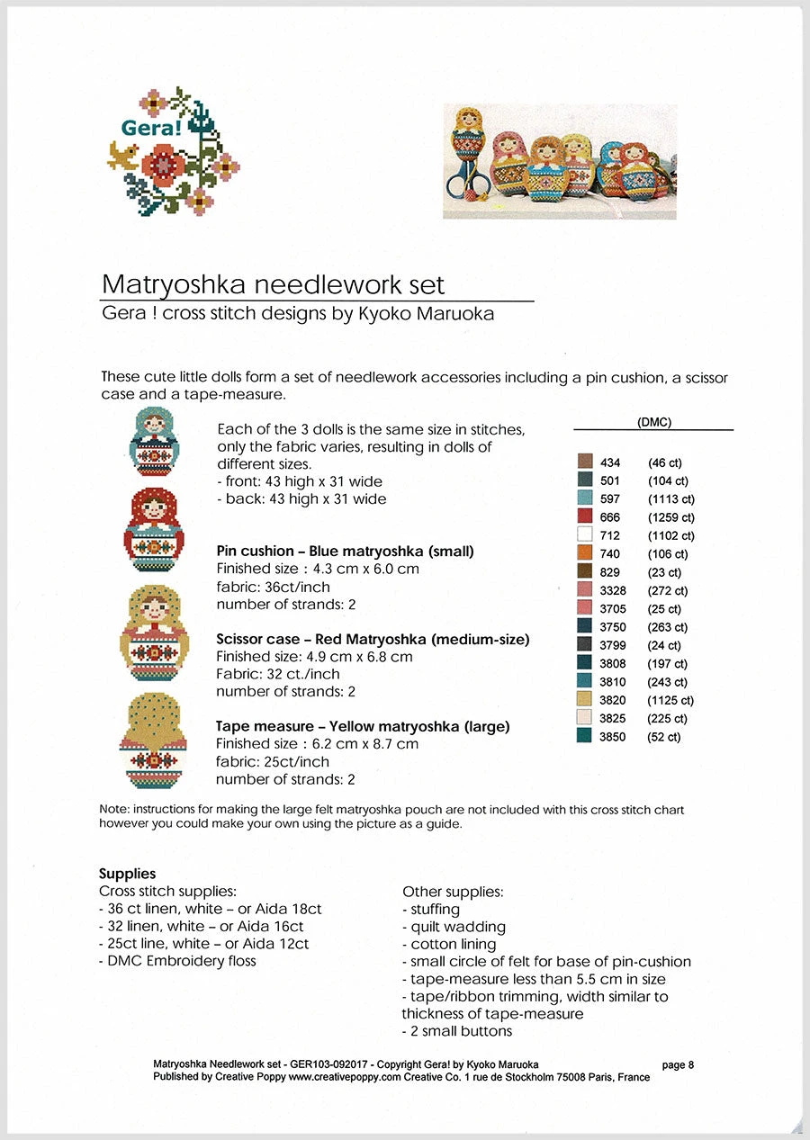 Matryoshka Needlework Set Cross Stitch Pattern 6 Matryoshka Needlework Set Cross Stitch Pattern - Image 4