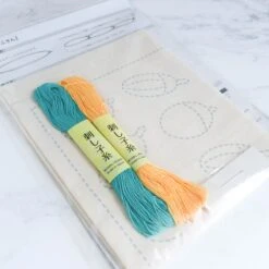 Japanese Sashiko Sampler Kit - Acorns -Olympus Handmade Store harawool sashiko kit acorns 03