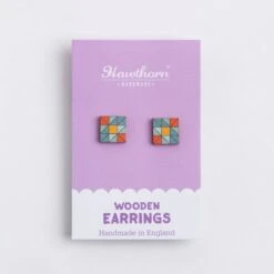 Crafty Earrings - Quilt Block -Olympus Handmade Store hawthorn handmade crafty earrings quilt block 03