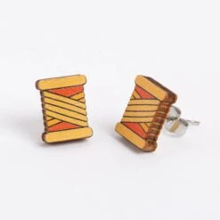 Crafty Earrings - Thread Bobbins 11 Crafty Earrings - Thread Bobbins -Olympus Handmade Store hawthorn handmade crafty earrings spool orange