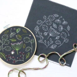 Black Seedhead Spray Hand Embroidery Kit -Olympus Handmade Store hawthorn handmade hand embroidery kit black seedhead spray 03