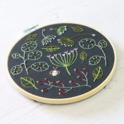 Black Seedhead Spray Hand Embroidery Kit -Olympus Handmade Store hawthorn handmade hand embroidery kit black seedhead spray 04