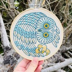 Saw Whet Owl Hand Embroidery Kit -Olympus Handmade Store hook line tinker embroidery kit saw whet owl 04