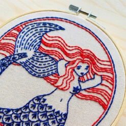 Mermaid Hair (Don't Care!) Hand Embroidery Kit -Olympus Handmade Store hook line tinker hand embroidery kit mermaid hair 0004 Layer5