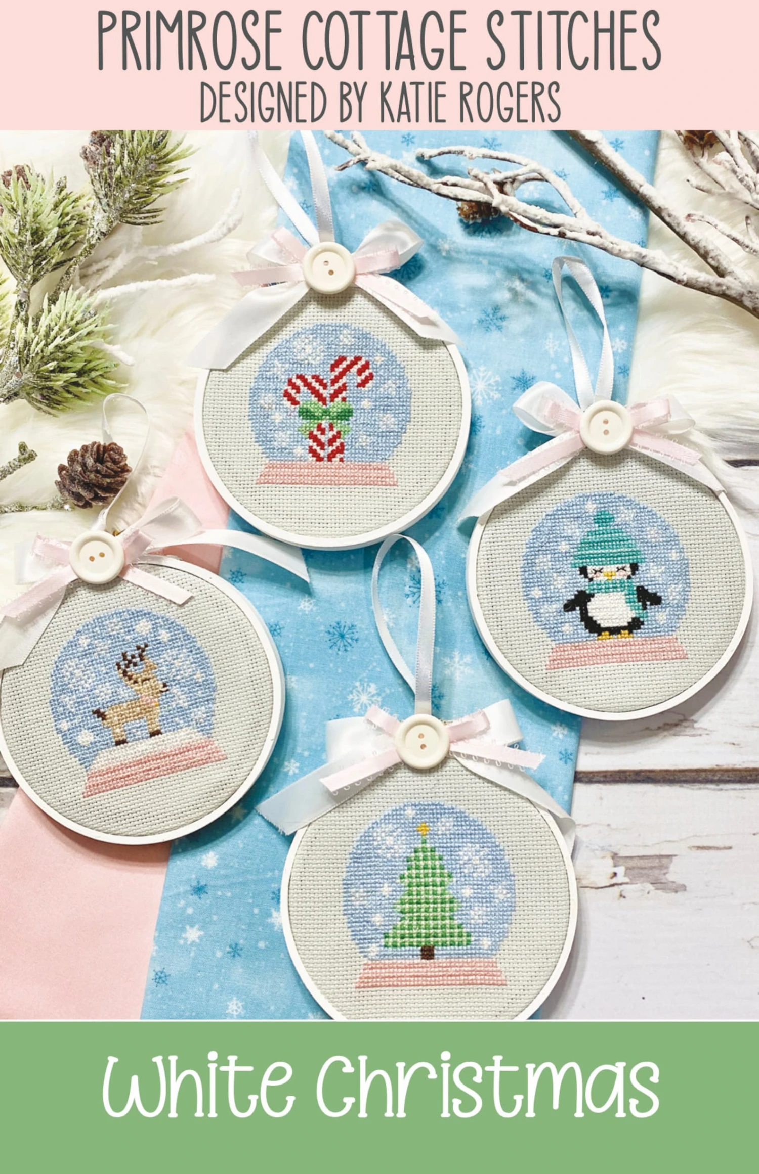 White Christmas Ornaments Cross Stitch Pattern 4 White Christmas Ornaments Cross Stitch Pattern - Image 2
