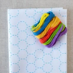 Sashiko World Embroidery Kit - Grandmother's Flower Garden -Olympus Handmade Store japanese sashiko kit america series tulip dishcloth 1 2