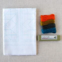 Sashiko World Embroidery Kit - Sampler Square -Olympus Handmade Store japanese sashiko kit america series tulip dishcloth 10