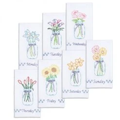 Hand Embroidery Towel Set - Mason Jar Bouquets