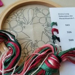 Floral Flourish Hand Embroidery Kit -Olympus Handmade Store jessica long embroidery kit floral flourish 01