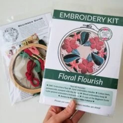 Floral Flourish Hand Embroidery Kit -Olympus Handmade Store jessica long embroidery kit floral flourish 03
