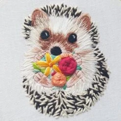 Hedgehog Hand Embroidery Kit -Olympus Handmade Store jessica long embroidery kit hedgehog 01