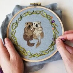 Otterly Adorable Hand Embroidery Kit -Olympus Handmade Store jessica long embroidery kit otterrly adorable 01