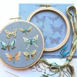 Moth Sampler Hand Embroidery Kit -Olympus Handmade Store jessica long embroidery moth sampler 24