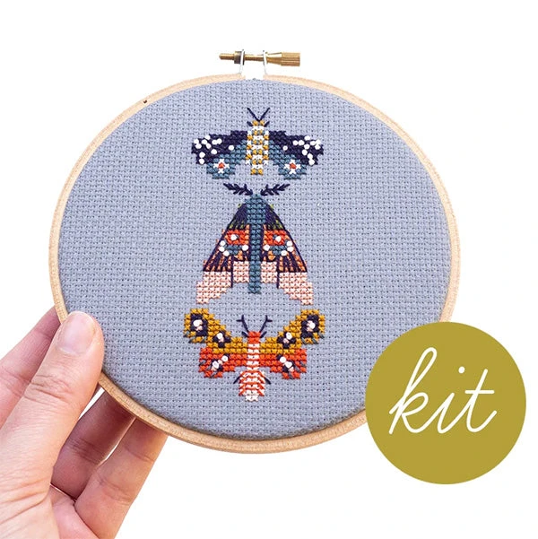 Moths Cross Stitch Kit 3 Moths Cross Stitch Kit