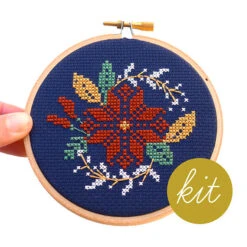 Poinsettia Wreath Cross Stitch Kit