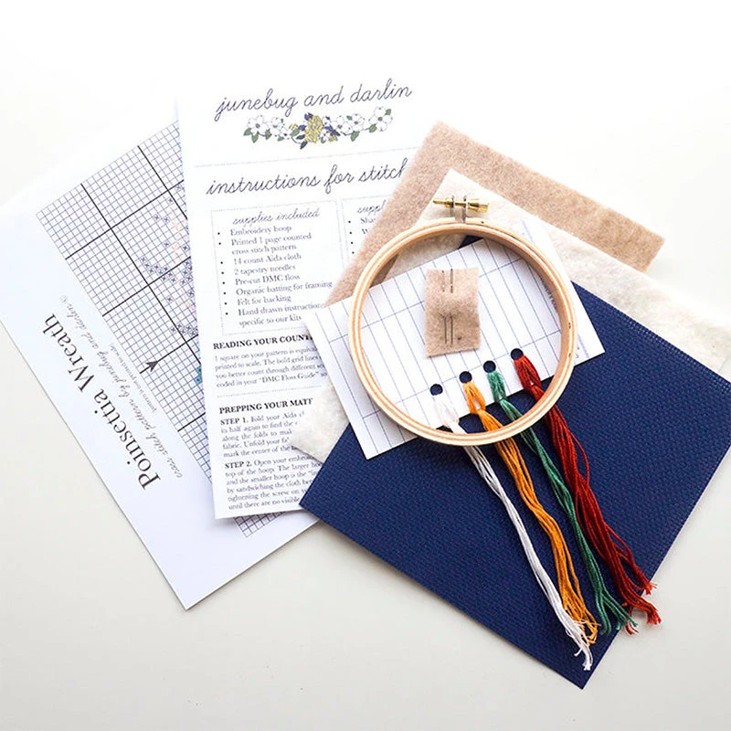 Poinsettia Wreath Cross Stitch Kit 4 Poinsettia Wreath Cross Stitch Kit - Image 2