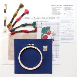 Spread Like Strawberries Cross Stitch Kit 8 Spread Like Strawberries Cross Stitch Kit -Olympus Handmade Store junebug and darlin cross stitch kit strawberries 03