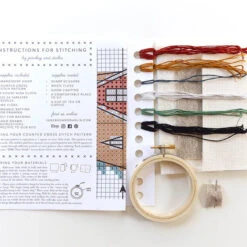 Vintage Cabin Cross Stitch Kit -Olympus Handmade Store junebug and darlin cross stitch kit vintage cabin 0002 Layer3