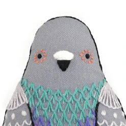 Hand Embroidered Plushie Doll Kit - Pigeon