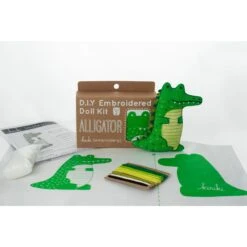 Hand Embroidered Plushie Doll Kit - Alligator -Olympus Handmade Store kiriki press embroidery kit alligator 03