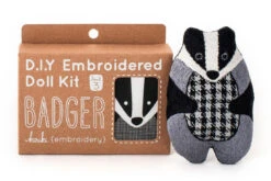 Hand Embroidered Plushie Doll Kit - Badger -Olympus Handmade Store kiriki press embroidery kit badger 03