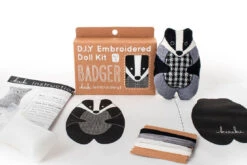 Hand Embroidered Plushie Doll Kit - Badger -Olympus Handmade Store kiriki press embroidery kit badger 04