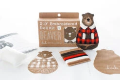 Hand Embroidered Plushie Doll Kit - Beaver -Olympus Handmade Store kiriki press embroidery kit beaver 03