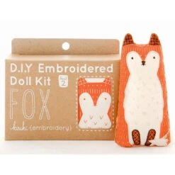 Hand Embroidered Plushie Doll Kit - Fox -Olympus Handmade Store kiriki press embroidery kit fox 02