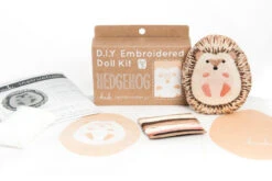 Hand Embroidered Plushie Doll Kit - Hedgehog -Olympus Handmade Store kiriki press embroidery kit hedgehog 03