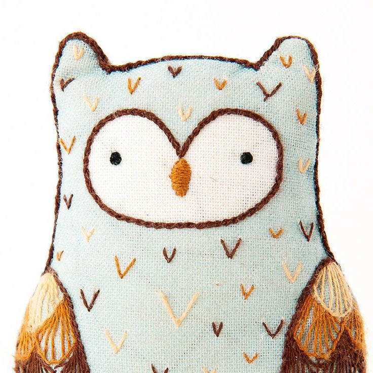 Hand Embroidered Plushie Doll Kit - Horned Owl 3 Hand Embroidered Plushie Doll Kit - Horned Owl