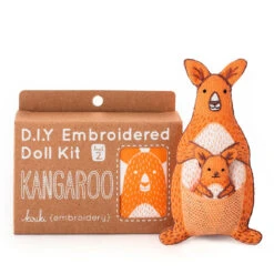 Hand Embroidered Plushie Doll Kit - Kangaroo 8 Hand Embroidered Plushie Doll Kit - Kangaroo -Olympus Handmade Store kiriki press embroidery kit kangaroo 03
