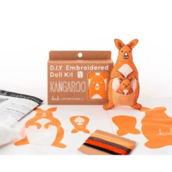Hand Embroidered Plushie Doll Kit - Kangaroo 9 Hand Embroidered Plushie Doll Kit - Kangaroo -Olympus Handmade Store kiriki press embroidery kit kangaroo 04