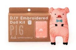 Hand Embroidered Plushie Doll Kit - Pig -Olympus Handmade Store kiriki press embroidery kit pig 03