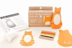 Hand Embroidered Plushie Doll Kit - Tabby Cat -Olympus Handmade Store kiriki press embroidery kit tabby cat 03