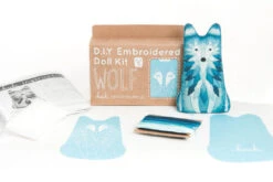 Hand Embroidered Plushie Doll Kit - Wolf -Olympus Handmade Store kiriki press embroidery kit wolf 03