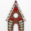 Hand Embroidered Wood Ornament Kit - Gingerbread House -Olympus Handmade Store kiriki press hand embroidery holiday ornament kit gingerbread house 01