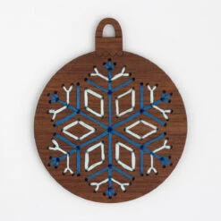 Hand Embroidered Wood Ornament Kit - Snowflake