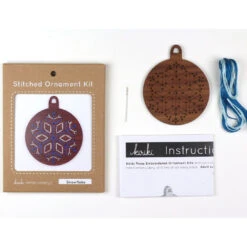 Hand Embroidered Wood Ornament Kit - Snowflake -Olympus Handmade Store kiriki press hand embroidery holiday ornament kit snowflake 03