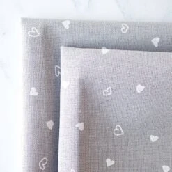 Gray Evenweave Fabric With White Hearts - 32 Count