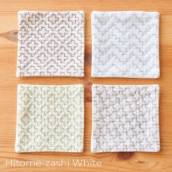 Sashiko Four Coaster Cloth -Olympus Handmade Store lecien hidamari sashiko coasters Hitome zashi white