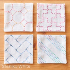 Sashiko Four Coaster Cloth -Olympus Handmade Store lecien hidamari sashiko coasters sashiko white
