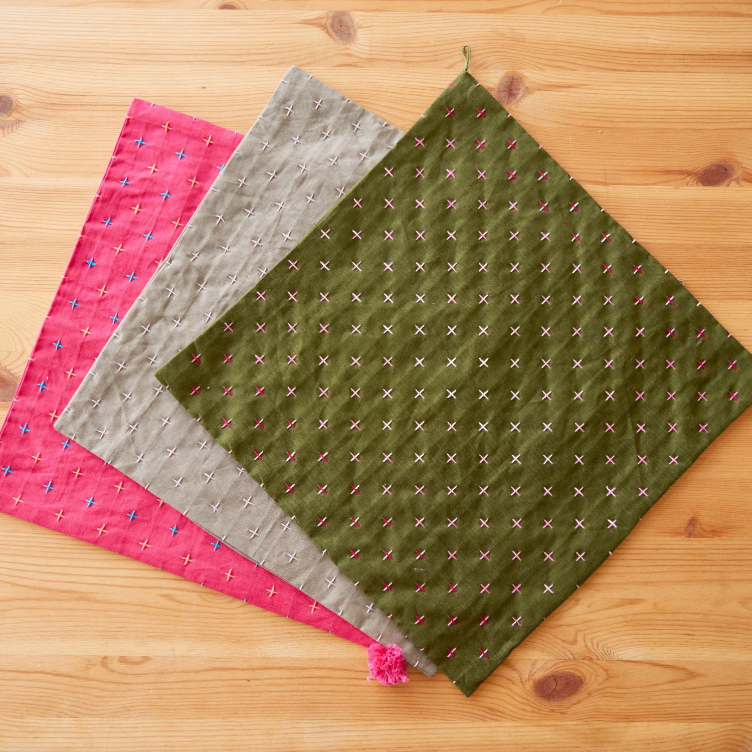 Hidamari Preprinted Sashiko Cloth - Kasuri (Crosses) 5 Hidamari Preprinted Sashiko Cloth - Kasuri (Crosses) - Image 3