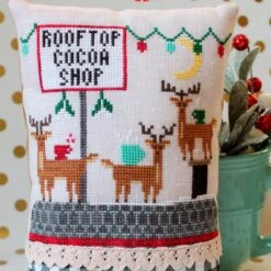 Rooftop Cocoa Shop Cross Stitch Pattern