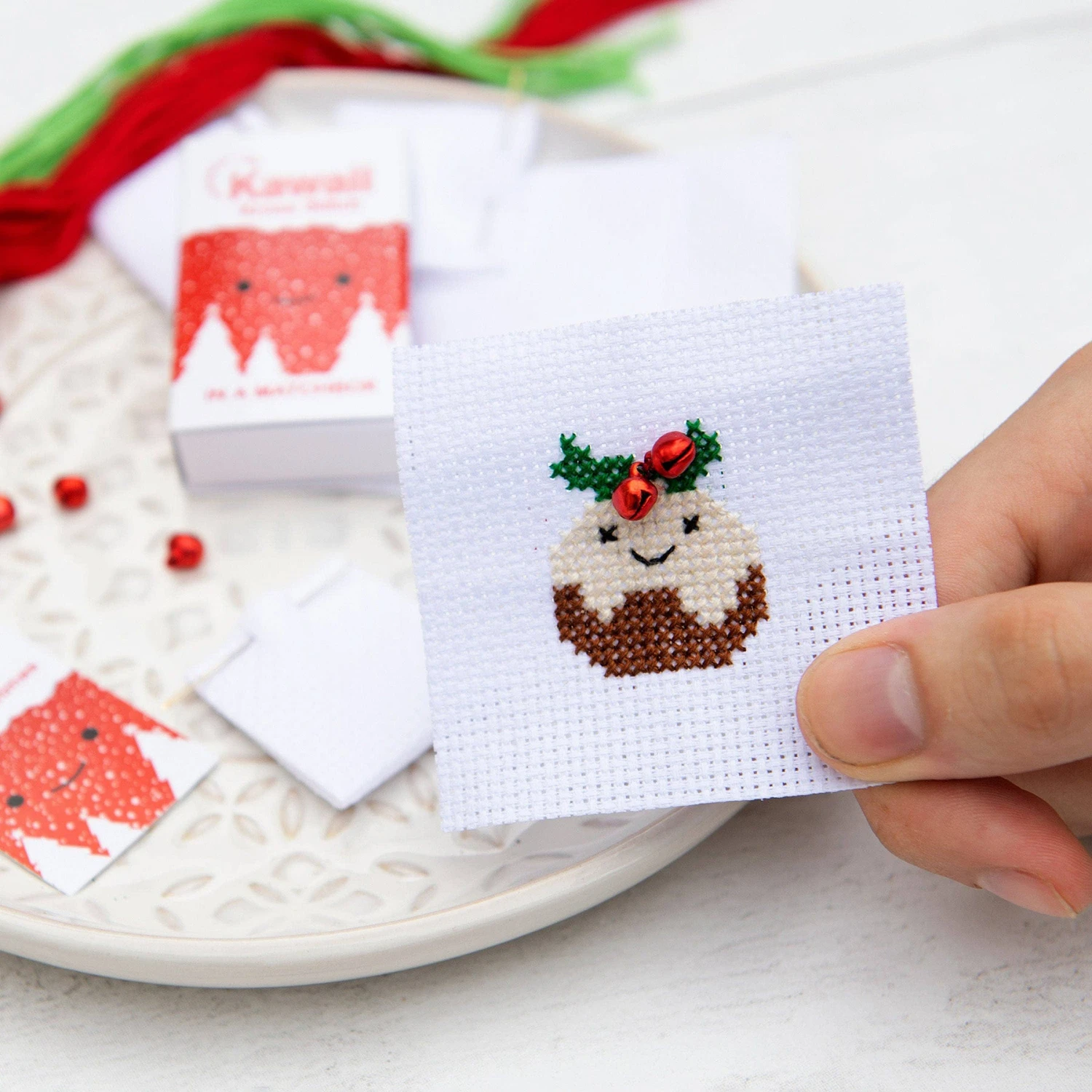 Mini Matchbox Cross Stitch Kit - Christmas Pudding 3 Mini Matchbox Cross Stitch Kit - Christmas Pudding